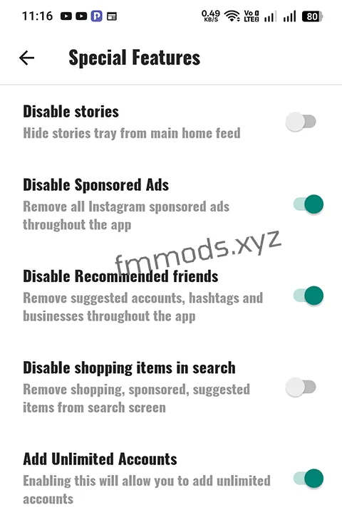 Insta Pro 3 Special Features Menu