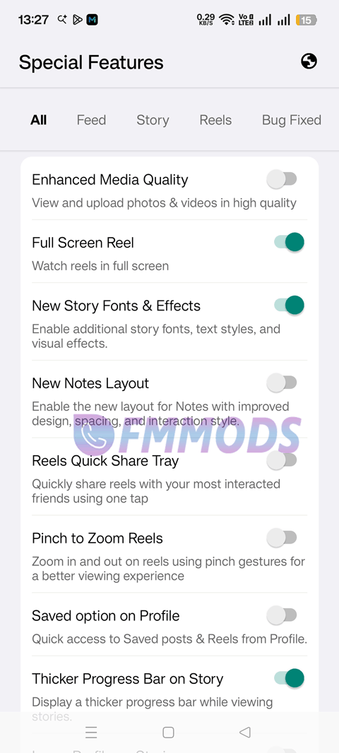 InstaZen Features Screenshot
